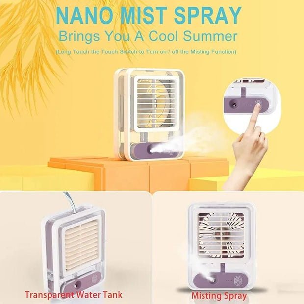 Portable Air Conditioner Humidifier Strong Wind |USB Mini Air Cooler Fan| Water Cooling Fan With 3 Speed Spray